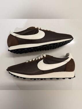 Nike Brown Mesh & Suede Sneakers with White Swoosh